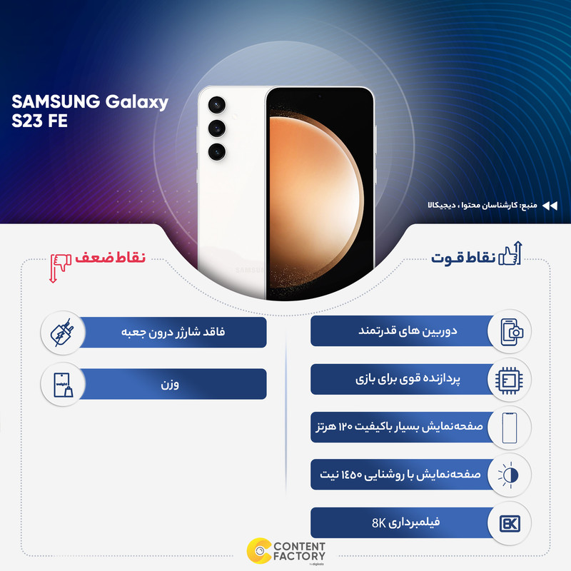 گوشی موبایل سامسونگ مدل Galaxy S23 FE دو سیم کارت ظرفیت 128 گیگابایت و رم 8 گیگابایت به همراه شارژر سامسونگ - ویتنام
