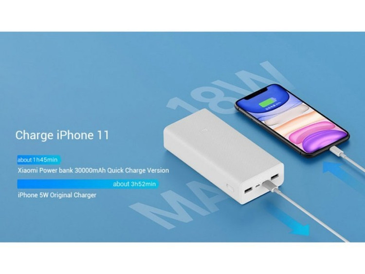 پاوربانک شیائومی مدل PB3018ZM ظرفیت 30000 اصل رنگ مشکی