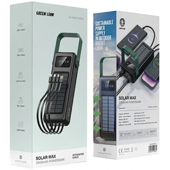 پاوربانک گرین لاین مدل Solar Max ظرفیت 30000 میلیآمپر ساعت