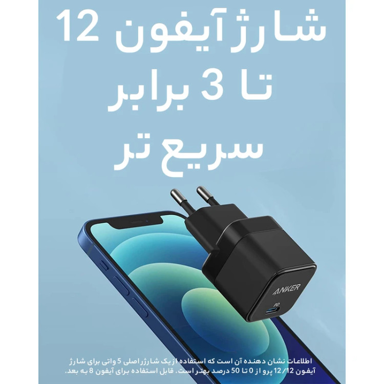 شارژر انکر مدل PowerPort III A2149 توان 20 وات 2 پین