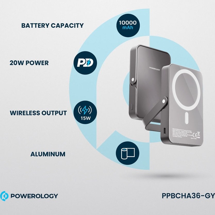 پاوربانک پاورولوجی مدل PPBCHA36_PP036 ظرفیت 10000 میلی آمپر ساعت